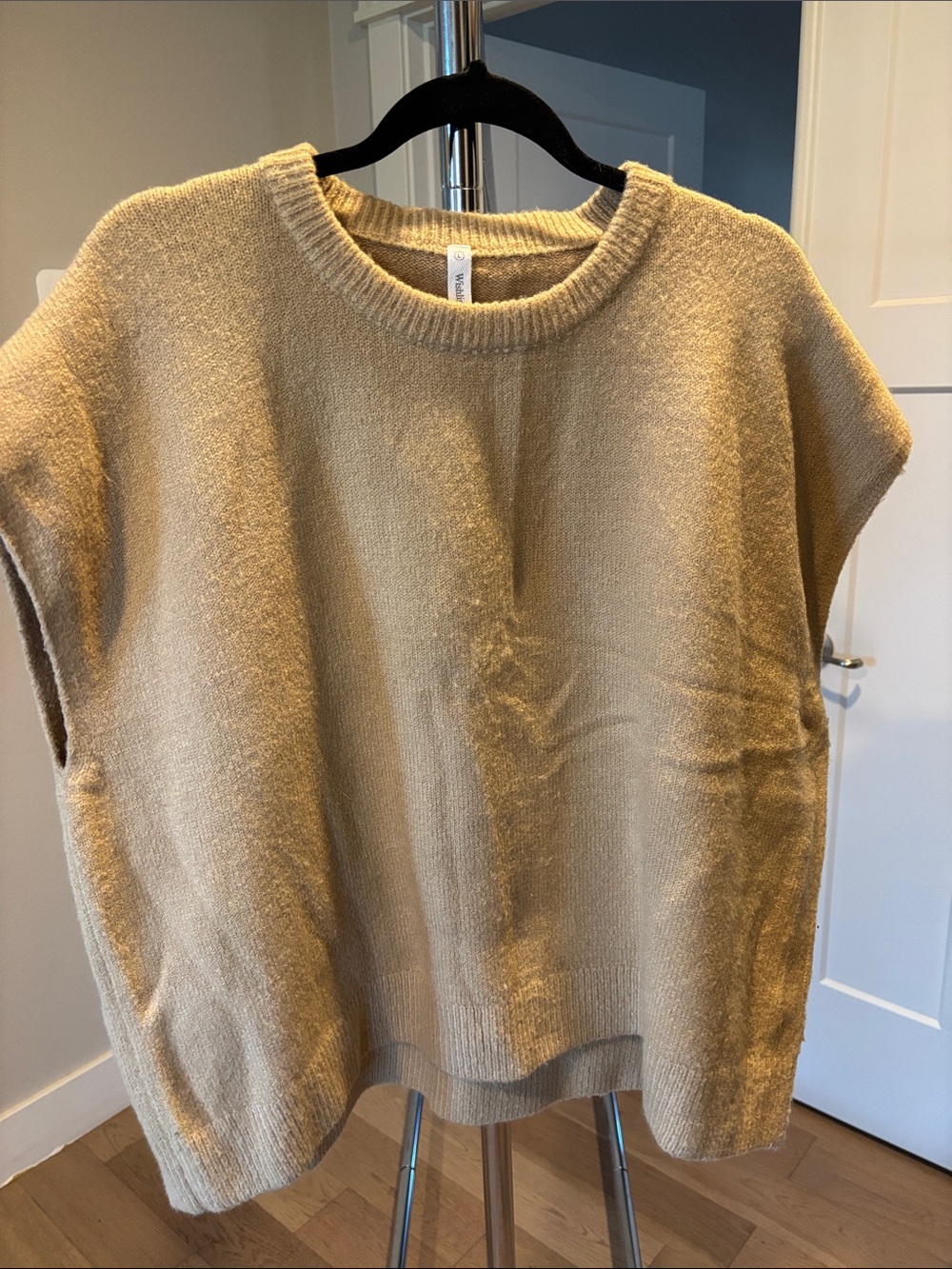 Wishlist Beige Crewneck Sleeveless Knit Sweater
